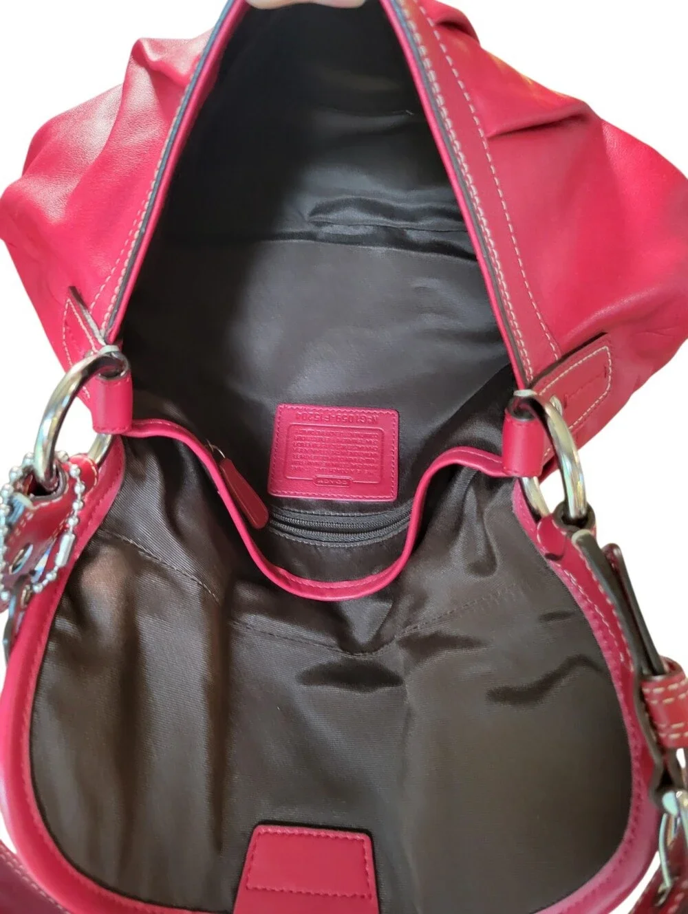 RARE Y2K Coach Cherry Red Pleated Soho Buckle Hobo Shoulder Bag Purse F15204